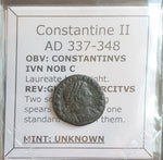 #o972# Roman Bronze coin issued by Constantine II from 337-348 AD