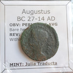 #o778# Roman provincial bronze coin of Augustus from BC 27-14 AD (Spain)