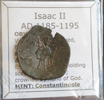 #M334# Byzantine Trachy coin of Isaac II from 1185-1195 AD (Constantinople)