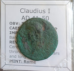 #N950# Roman bronze Ae As coin of Claudius I from 41-50 AD