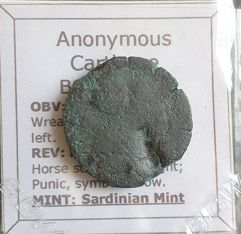 #P087# Anonymous Greek Bronze Coin Minted in the city of Carthage from 264-241 BC