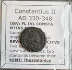 #P002# Roman Bronze coin issued by Constantius II from 330-348 AD