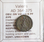 #P096# Roman Bronze coin issued by Valens from 364-375 AD