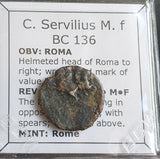 #o941# Roman Republican silver fouree coin of C. Servilius M.f from 136 BC