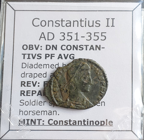 #P009# Roman Bronze coin issued by Constantius II from 351-355 AD