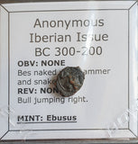 #o901# Anonymous Iberian Greek City Issue Bronze Coin of Ebusus (Ibiza) from 300-200 BC