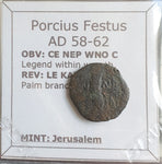 #P058# Roman-Judaea, bronze coin of procurator Porcius Festus, 58-62 AD