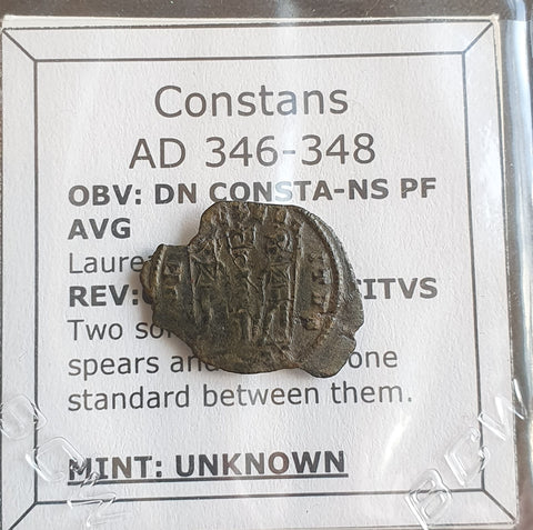 #P085# Roman Bronze coin issued by Constans from 346-348 AD