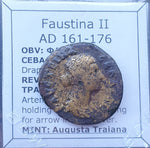 #p108# Roman bronze provincial coin of Faustina II, minted between 161-176 AD