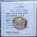 #p106# Roman silver denarius coin of Lucilla from 161-162 AD