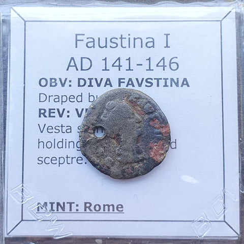 #p107# Roman fouree denarius coin of Faustina I from 141-146 AD