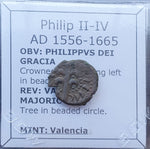 #p153# Spanish Medieval dinar coin of Philip ii-IV from 1556-1665 AD