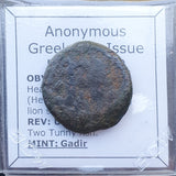 #p190# Anonymous Iberian Greek City Issue Bronze Coin of Gadir from 200--150 BC