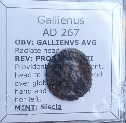 #p021# Roman Antoninianus coin of Gallienus from 267 AD