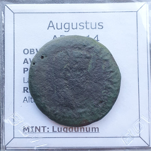 #p112# Roman provincial bronze coin of Augustus from 9-14 AD (France)