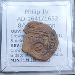 #p015# Spanish Countermarked 8 maravedis coin of Philip IV, 1641/52 AD