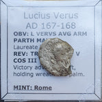 #M736# Roman silver denarius coin of Lucius Verus from 167-168 AD