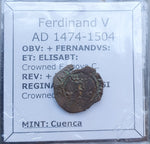 #p085# Spanish copper blanca coin of Ferdinand V from 1474-1504 AD