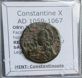 #L971# Byzantine Follis coin of Constantine X from 1059-1067 AD