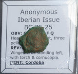 #o754# Anonymous Iberian Greek City Issue Bronze Coin of Cordoba from 75-25 BC