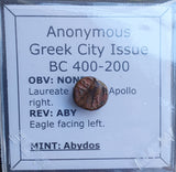 #i115# Anonymous Greek City Issue Bronze coin of Abydos from 400-200 BC