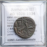 #L920# Byzantine Follis coin of Romanus III from 1028-1034 AD (Double struck)