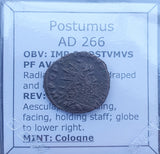 #P258# Roman bronze Antoninianus coin of Postumus from 266 AD
