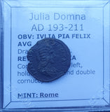 #P274# Roman silver fouree denarius coin of Julia Domna from 193-211 AD