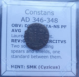 #P240# Roman Bronze coin issued by Constans from 346-348 AD