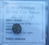 #P230# Anonymous Greek City Issue Bronze Coin of Kreben from 387-310 BC