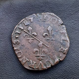 #P238# French copper double tournois coin of Francis II from 1587 AD