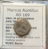 #j877# Roman silver denarius coin of Marcus Aurelius from 169 AD