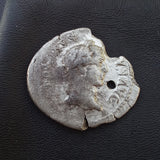 #p384# Roman silver denarius coin of Caracalla from 205 AD