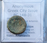 #p324# Anonymous Greek City Issue Bronze Coin of Amphipolis from 138-41 BC