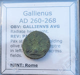 #J155# Roman Antoninianus coin of Gallienus from 260-268 AD (Pax)