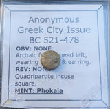 #g144# Anonymous Greek silver Diobol coin of Phokaia, 521-478 BC