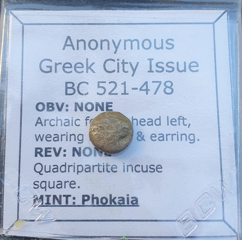 #g144# Anonymous Greek silver Diobol coin of Phokaia, 521-478 BC