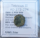 #p290# Roman Antoninianus coin of Tetricus II from 272-274 AD