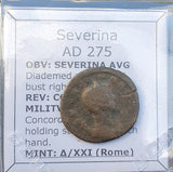 #p289# Roman Antoninianus coin of Severina from 275 AD