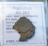 #P288# Roman bronze Antoninianus coin of Postumus from 263 AD