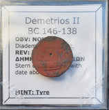 #g200# Rare Greek Seleucid bronze coin of King Demetrios II, minted between 146-139 BC