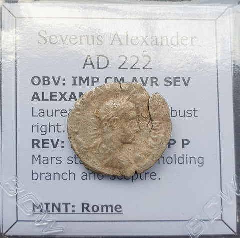 #p346# Roman silver denarius coin of Severus Alexander from 222 AD