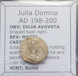 #p354# Roman silver denarius coin of Julia Domna from 198-200 AD