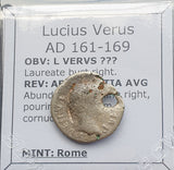 #p379# Roman silver fouree denarius coin of Lucius Verus from 161-169 AD