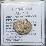 #p349# Roman silver denarius coin of Elagabalus from 221 AD