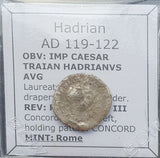 #p372# Roman silver denarius coin of Hadrian from 119-122 AD