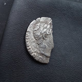 #p369# Roman Silver Denarius coin of Hadrian from 124-128 AD (Crescent)