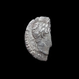#p369# Roman Silver Denarius coin of Hadrian from 124-128 AD (Crescent)