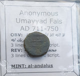 #o709# Anonymous Umayyad Fals copper coin from 711-750 AD
