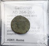 #p201# Roman Antoninianus coin of Gallienus from 264-266 AD (Pax)